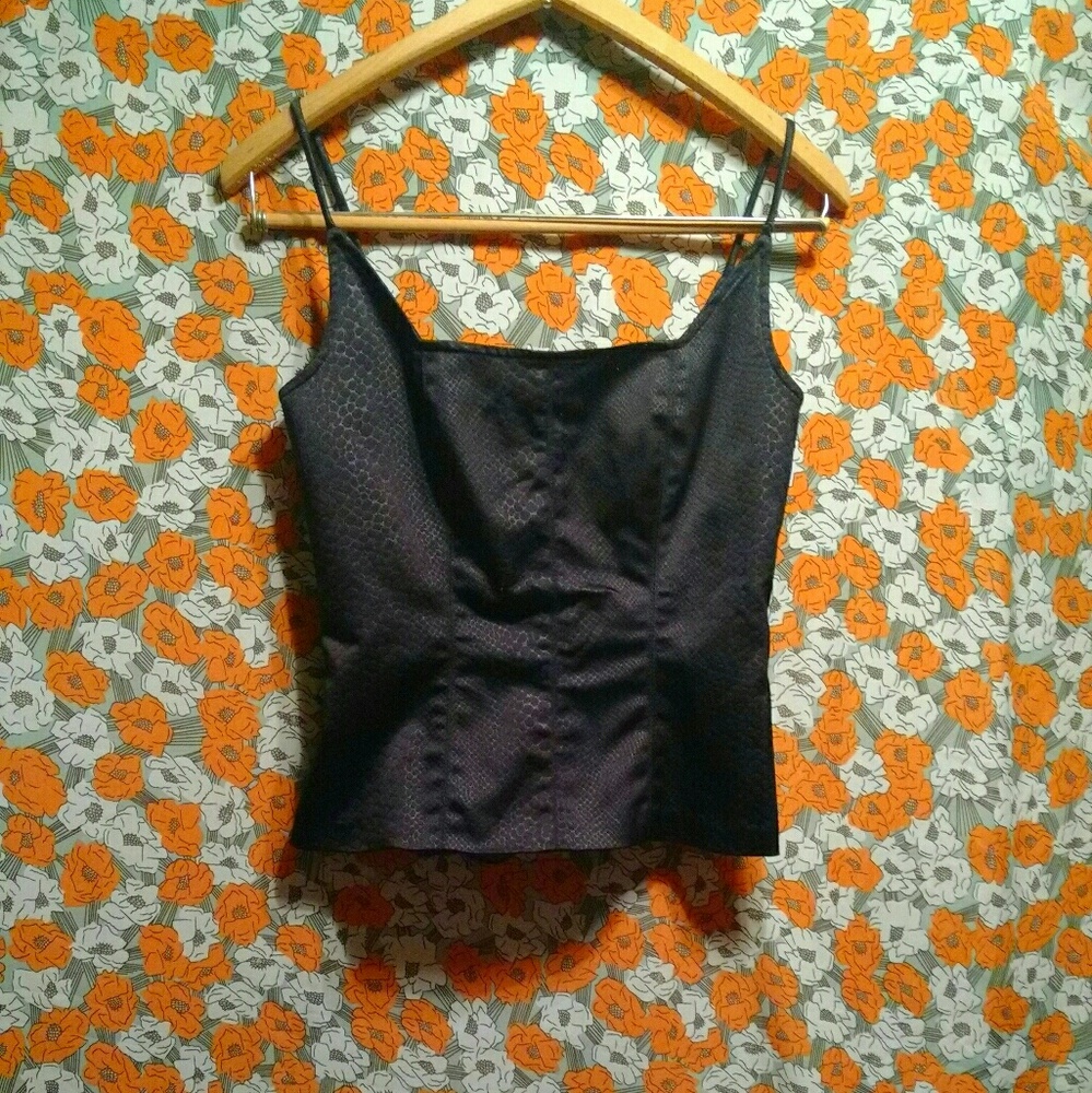 XOXO in America & Abroad Black Satin Tank Top